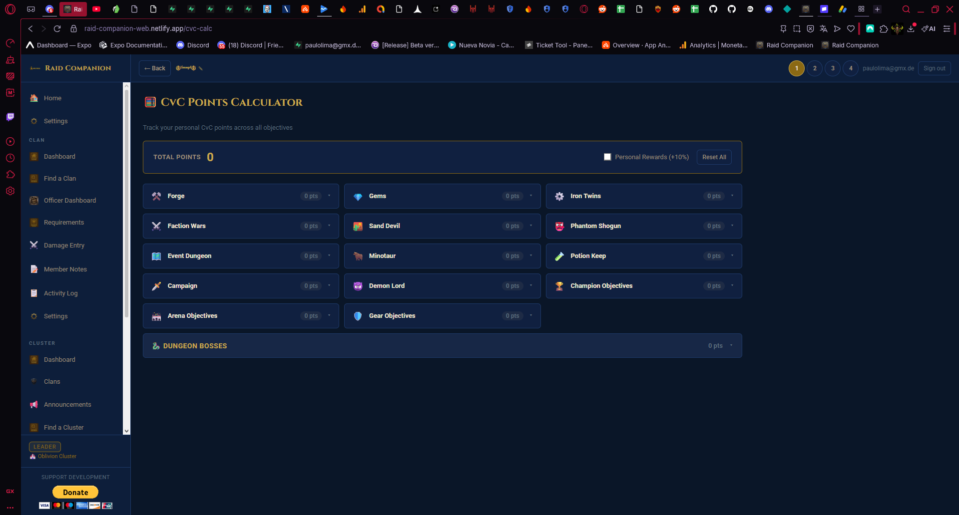CvC Calculator screen in Raid Companion